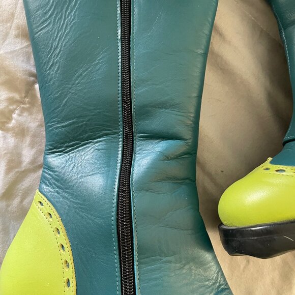 RARE Fluevog Babycakes Boots Turquoise Teal Green 7.5 Victorian Festival Retro - Picture 11 of 15